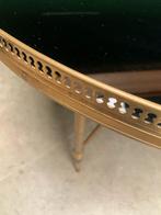 Salontafel zwart glas messing - vintage retro tafel rond, Ophalen, Gebruikt, 50 tot 100 cm, 50 tot 100 cm