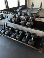 Hex Dumbbells 30kg t/m 40kg inclusief Dumbbell rek/rack, Sport en Fitness, Fitnessmaterialen, Ophalen, Zo goed als nieuw, Dumbbell