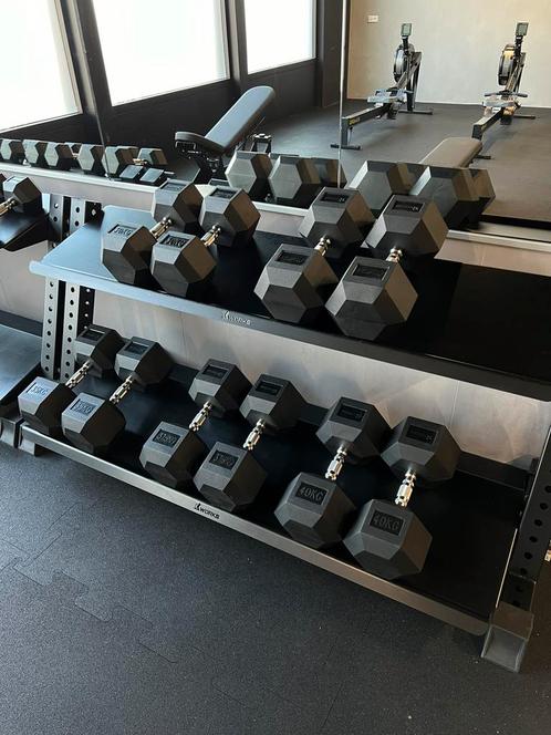 Hex Dumbbells 30kg t/m 40kg inclusief Dumbbell rek/rack, Sport en Fitness, Fitnessmaterialen, Zo goed als nieuw, Dumbbell, Ophalen
