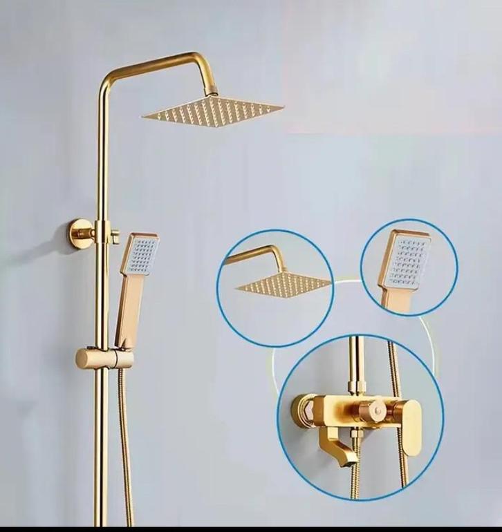 Gouden doucheset roestvrijstalen., Doe-het-zelf en Verbouw, Sanitair, Zo goed als nieuw, Douche, Ophalen of Verzenden