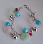 Zilveren bedelarmband 925 zilver 18,5 cm lang., Sieraden, Tassen en Uiterlijk, Armbanden, Met edelsteen, Ophalen of Verzenden