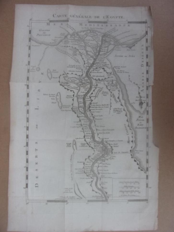 Carte Générale de L'Egypte. Kaart van Egypte 1785 / 1798, Antiek en Kunst, Kunst | Etsen en Gravures, Ophalen of Verzenden