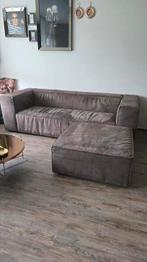 3zits bank Bruin+hocker, Huis en Inrichting, Ophalen, Gebruikt, Leer