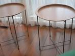 2 dezelfde Ronde Bijzettafeltjes,v.a 25,00e, 45 tot 60 cm, Minder dan 55 cm, Metaal of Aluminium, Rond