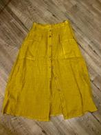 Vintage 100% linnen lange mosterd gele rok met knopen boho L, Kleding | Dames, Rokken, Maat 38/40 (M), Geel, Ophalen of Verzenden