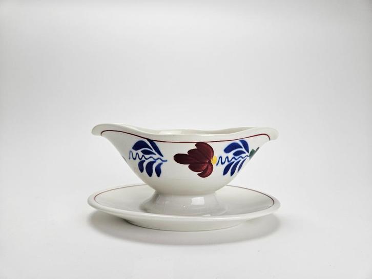 Boerenbont juskom sauskom met vaste schotel, Huis en Inrichting, Keuken | Servies, Zo goed als nieuw, Kom(men), Boerenbont, Aardewerk