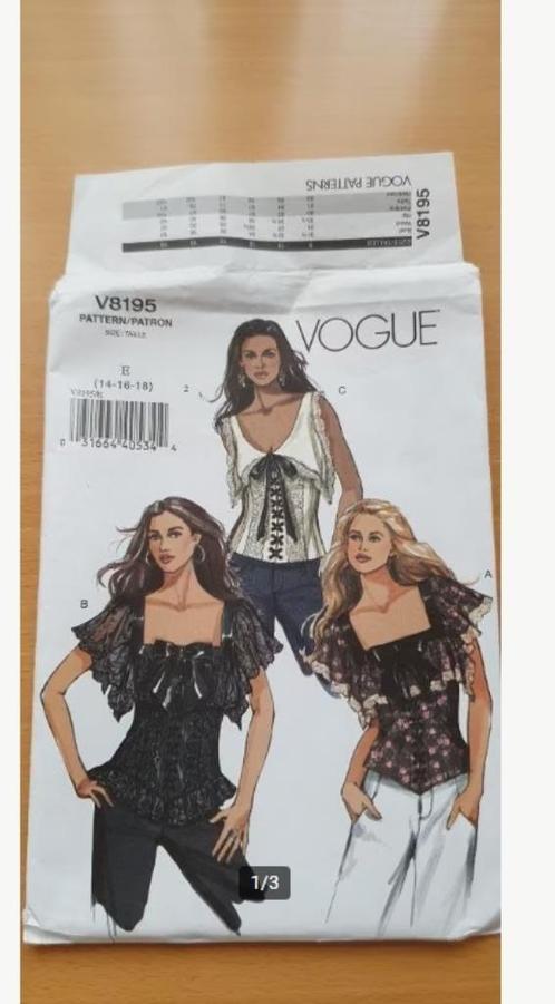 Vogue patroon V 8195, Hobby en Vrije tijd, Kledingpatronen, Nieuw, Vrouw, Overige merken, Ophalen of Verzenden