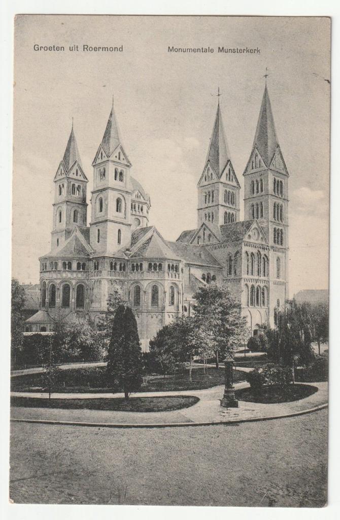 Roermond monumentale Munsterkerk H.S.P. 1910, Verzamelen, Ansichtkaarten | Nederland, Gelopen, Limburg, Voor 1920, Verzenden