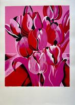 Zeefdruk Derox - Roze tulpen, Antiek en Kunst, Kunst | Litho's en Zeefdrukken, Verzenden