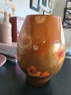 Glazen vaas met decoupage - 26 cm hoog, Ophalen of Verzenden