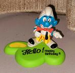 Aparte clownsmurf+ groene klaver tekst 'Happy birthday', Ophalen of Verzenden, Zo goed als nieuw, Verschillende Smurfen
