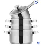 4 delige pannenset. Nieuw in de doos, Huis en Inrichting, Keuken | Potten en Pannen, Ophalen of Verzenden, Nieuw, Rvs, Pannenset