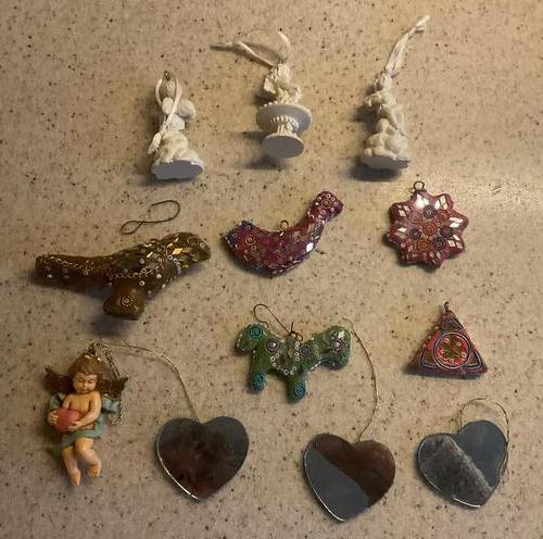 Diverse kerstversiering met spiegeltjes, Diversen, Kerst, Gebruikt, Ophalen of Verzenden