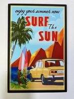 Houten wandbord beach retro surf the Sun Geel 30 x 20cm, Huis en Inrichting, Woonaccessoires | Wanddecoraties, Nieuw, Ophalen of Verzenden