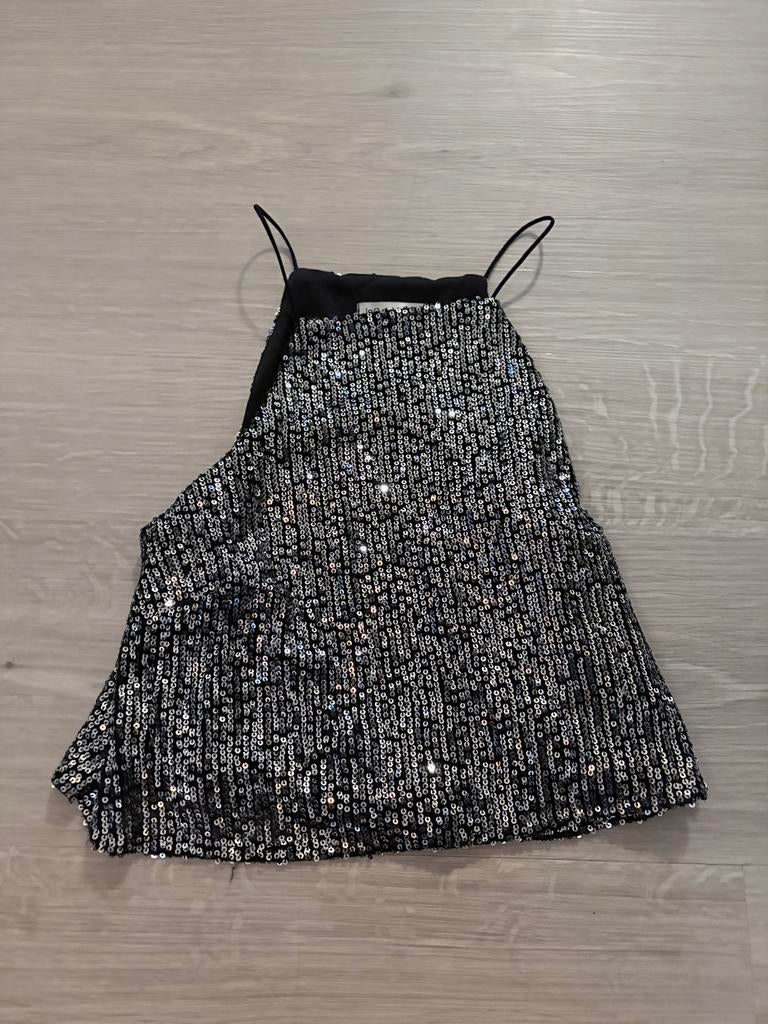 LOAVIES glitter topje - maat XS, Zwart, Ophalen of Verzenden, Zo goed als nieuw, Zonder mouw