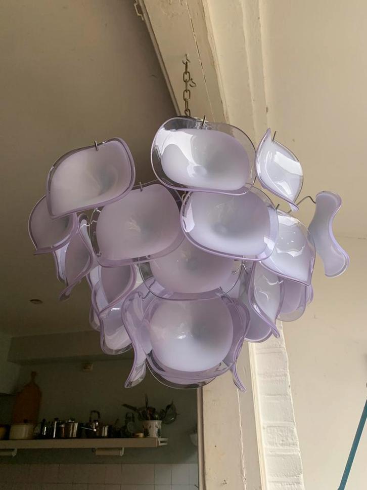 Jaren 70 Vistosi Murano Lamp - Zacht Paars, Huis en Inrichting, Lampen | Hanglampen, Zo goed als nieuw, 50 tot 75 cm, Glas, Ophalen of Verzenden