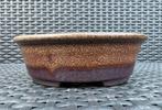 Bonsai schaal crème-bordeaux gemerkt aardewerk 17,6x14x5,6, Nieuw, Ophalen of Verzenden, Overige vormen, Aardewerk