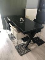 Eettafel met glasplaat | 160 cm breed | Metalen poot, Huis en Inrichting, Tafels | Eettafels, 100 tot 150 cm, Rond, Ophalen, Vijf personen of meer