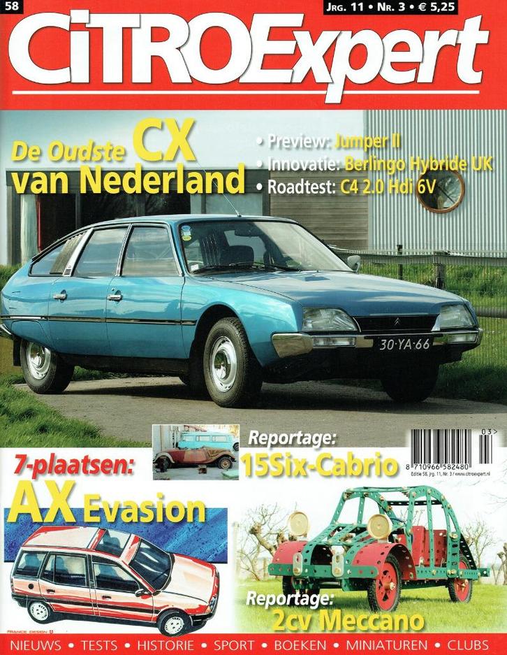 CitroExpert 2006 nr. 58 (o.a. Citroën CX 2000 - AX Evasion), Boeken, Auto's | Folders en Tijdschriften, Gelezen, Citroën, Verzenden