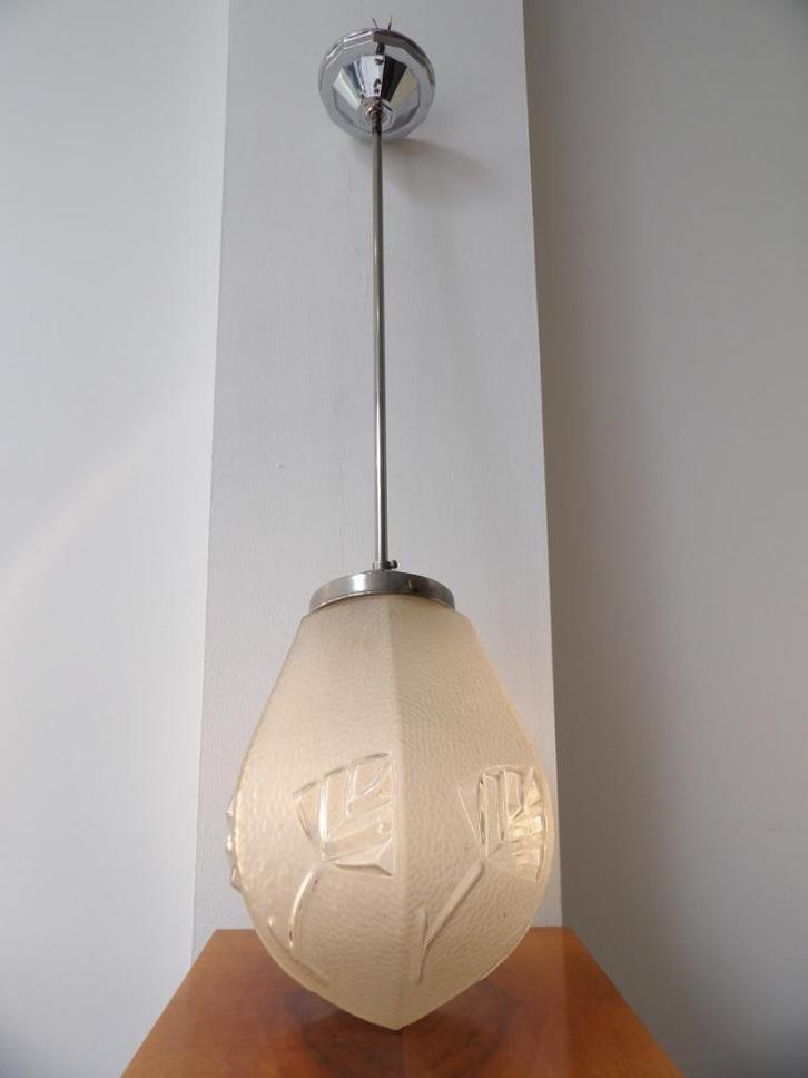 Art Deco Scailmont Hoge Hanglamp, Antiek en Kunst, Antiek | Lampen, Ophalen of Verzenden