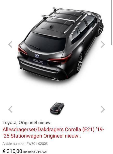 Te koop: Originele Toyota Dakdragers Thule WingBar CorollaST, Auto diversen, Dakdragers, Zo goed als nieuw, Ophalen of Verzenden