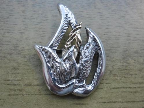 broche zilver 925 en 585 goud [103], Sieraden, Tassen en Uiterlijk, Antieke sieraden, Broche, Overige materialen, Verzenden