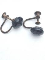 Vintage Zwarte Oorbellen met schroefsluiting, Sieraden, Tassen en Uiterlijk, Antieke sieraden, Ophalen, Overige materialen, Oorbellen