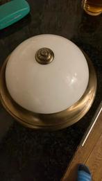 Plafondlamp gouden rand met melkglas, Huis en Inrichting, Lampen | Plafondlampen, Ophalen of Verzenden, Gebruikt, Glas