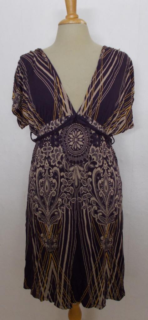 Apart paars/beige Ibiza/hippie look print jurkje/tuniek! L, Kleding | Dames, Jurken, Zo goed als nieuw, Maat 42/44 (L), Paars
