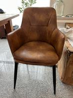 NIEUW 2 eetkamer stoelen met armleuning cognac pu leer AKTIE, Twee, Bruin, Nieuw, Leer