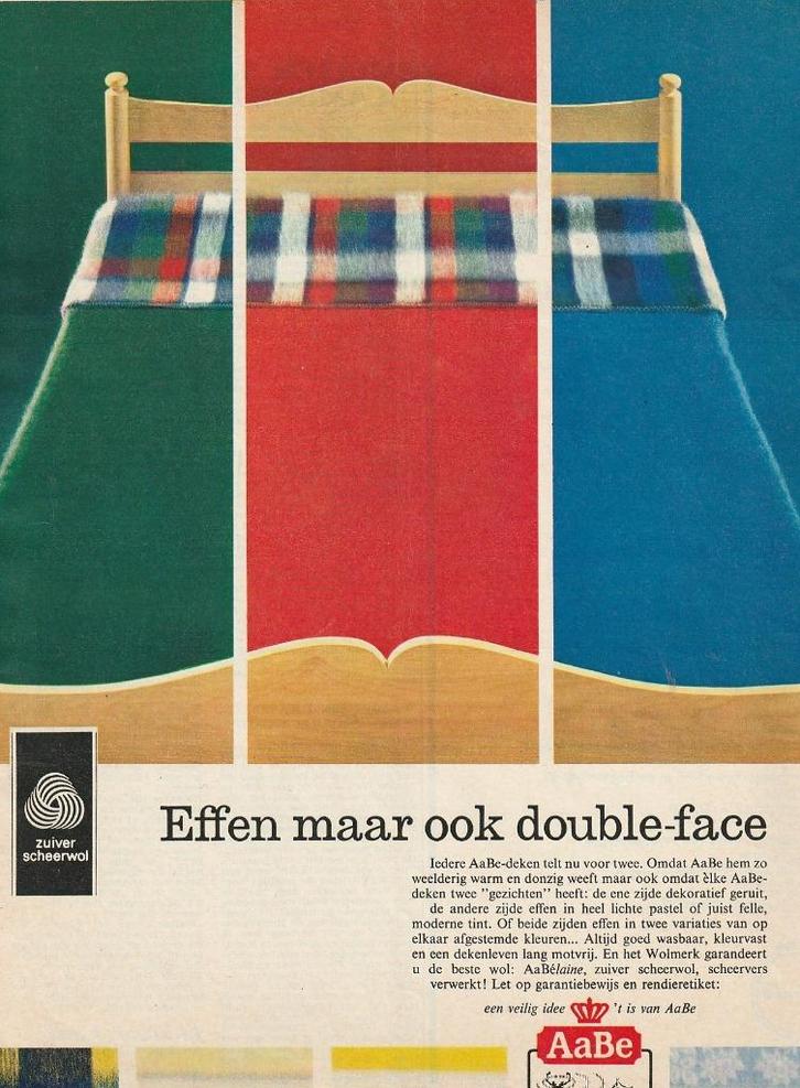 Retro reclame 1965 AaBe double face wollen dekens, Verzamelen, Retro, Overige typen, Verzenden