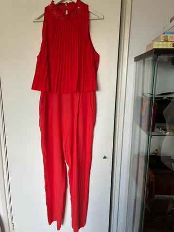 PINKO rode jumpsuit mt 40 blote rug plissee voorzijde beschikbaar voor biedingen