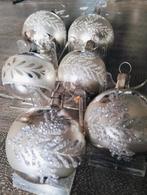 Kersthanger glazen kerstballen zilverkleurig glitter motief, Ophalen of Verzenden, Gebruikt