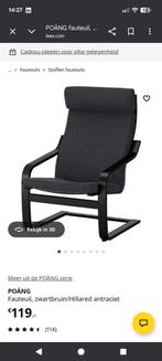 2 ikea Fauteuils + Poef - Zwart Kunstleer, Huis en Inrichting, Ophalen, Kunststof, Gebruikt, 75 tot 100 cm