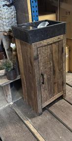 Truckwood railway houten toiletmeubel wastafel wasbak hout, Huis en Inrichting, Minder dan 50 cm, Nieuw, Ophalen of Verzenden