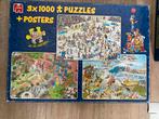Jan van Haasteren 3x1000, Hobby en Vrije tijd, Denksport en Puzzels, Ophalen, 500 t/m 1500 stukjes, Gebruikt