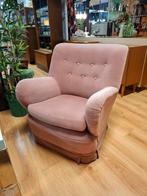 2 Vintage velvet fauteuils roze mid century design stoel, Ophalen, Hout, Minder dan 75 cm, Vintage mid century design jaren 60 70