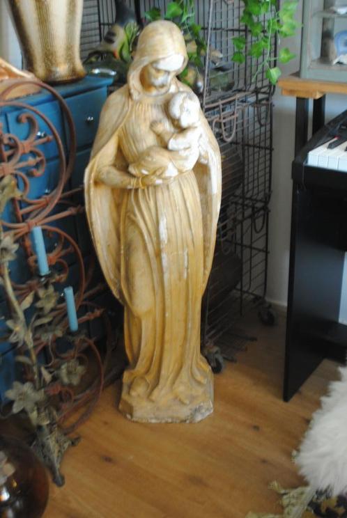 Mariabeeld kerkbeeld Maria met kind, antiek, groot, Antiek en Kunst, Curiosa en Brocante, Ophalen