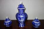 Stel 3 Vazen Japans model porselein, Blauw, Aardewerk of Porselein, Nieuw, Ophalen of Verzenden