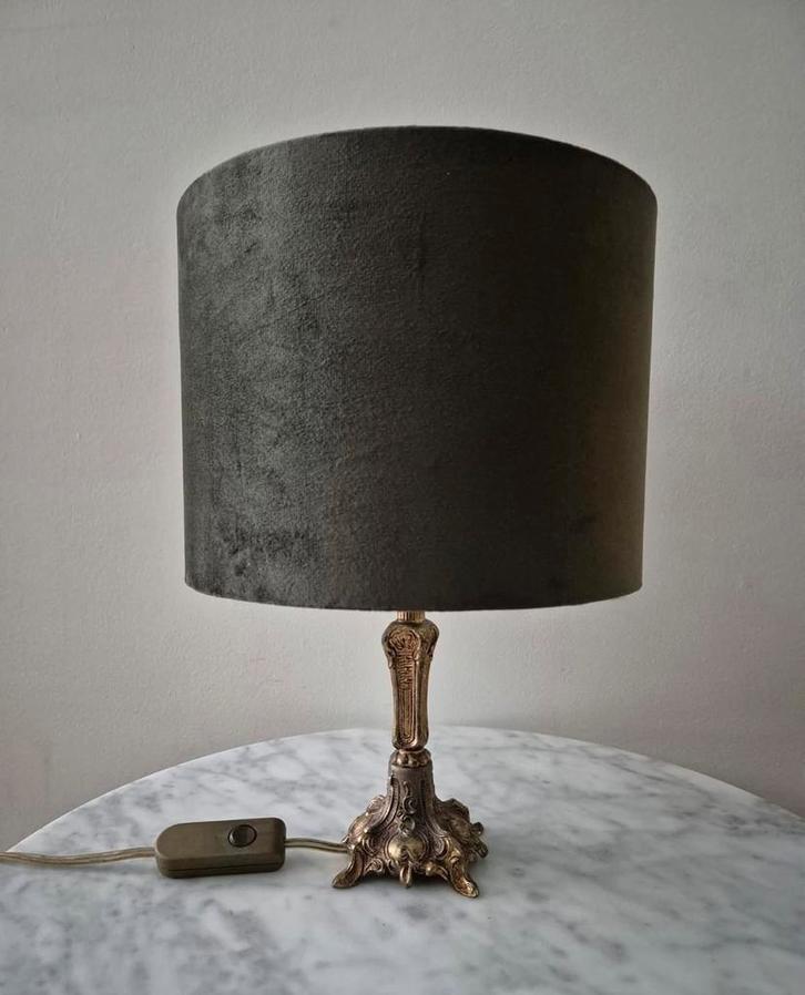Antieke vintage messing koperen lampenvoet tafellamp, Antiek en Kunst, Antiek | Lampen, Ophalen of Verzenden