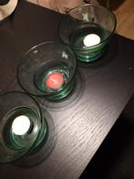 Set van 3 glazen blauwe theelicht, Overige materialen, Gebruikt, Ophalen of Verzenden, Kandelaar