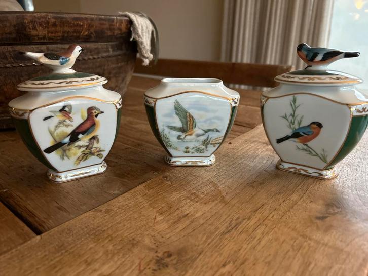 Set van 3 Vintage Vogel Vaasjes PMI porzellan, Antiek en Kunst, Antiek | Woonaccessoires, Ophalen of Verzenden