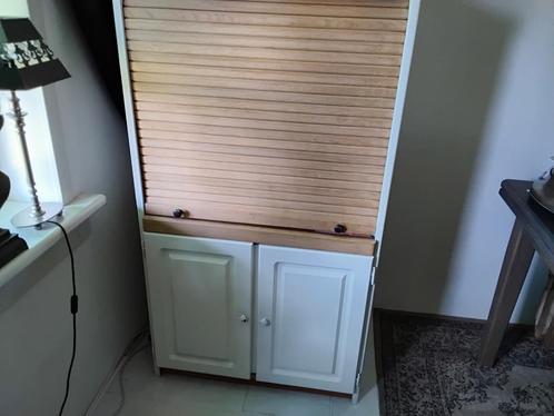 Eiken computer meubel/kast hobby kast roldeur,uitschuifblad, Huis en Inrichting, Kasten | Computermeubels, 120 tot 170 cm, 70 tot 120 cm
