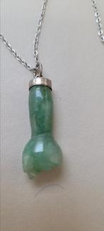 Ketting met Figa vuist hanger, Sieraden, Tassen en Uiterlijk, Antieke sieraden, Ophalen of Verzenden, Zilver, Hanger, Met edelsteen