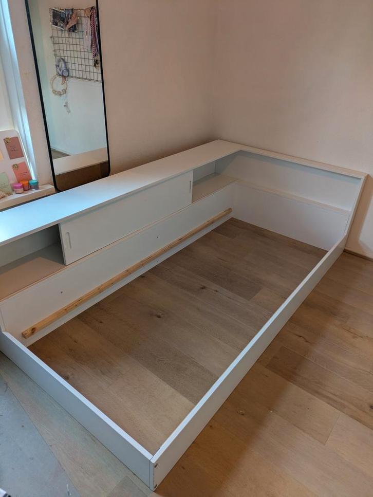 WOOOD Connect Hoekbed Grenen Wit 60x213x118, Huis en Inrichting, Slaapkamer | Bedden, Zo goed als nieuw, Eenpersoons, 70 cm of minder