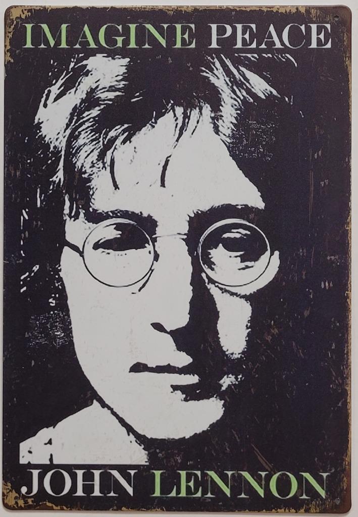 John Lennon Imagine Peace reclamebord van metaal wandbord, Verzamelen, Muziek, Artiesten en Beroemdheden, Nieuw, Foto of Kaart