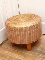 Vintage rotan/rieten voetbank/poef, IKEA 90s, Ophalen, Minder dan 50 cm, Gebruikt, Rond