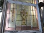 245hx173br Decoratief antiek raam met glas in lood, Antiek en Kunst, Ophalen
