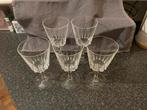 Vijf kristallen wijnglazen, Huis en Inrichting, Keuken | Servies, Glas of Glazen, Ophalen of Verzenden, Overige stijlen, Glas