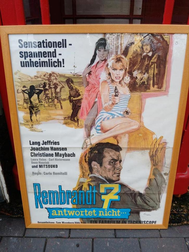 Vintage ingelijste filmposter, Verzamelen, Posters, Gebruikt, Film en Tv, A1 t/m A3, Ophalen